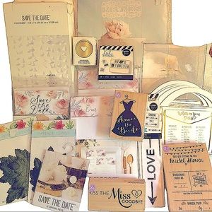 NWT Bridal Shower Accessories Lot Cards Stamps Decor Cake Topper and More